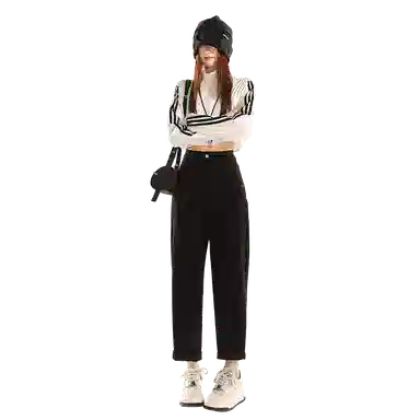 淑好百 大码春秋季直筒高腰牛仔裤 女款