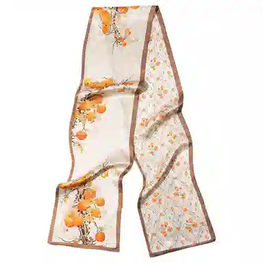 一米画纱 时尚百搭真丝双层喷绘飘带优雅气质长条领巾轻盈装饰 桑蚕丝 丝巾 女款