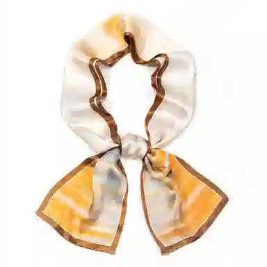 一米画纱 时尚百搭真丝双层喷绘飘带优雅气质长条领巾轻盈装饰 桑蚕丝 丝巾 女款