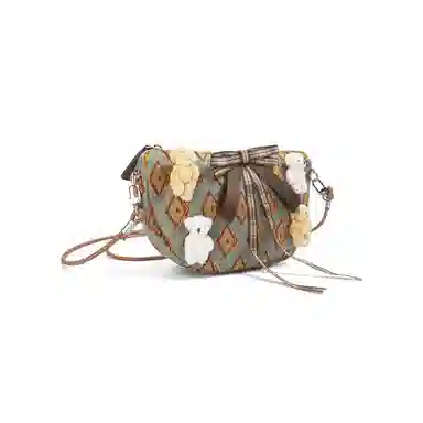 雅诗兰黛【定制化妆包】伊朵 格熊森韵 甜美 清新 可爱 公主风  萌趣 约会  通勤 复古凌格帆布收纳包 便携