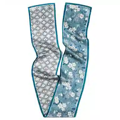 一米画纱 时尚百搭真丝双层喷绘飘带优雅气质长条领巾轻盈装饰 桑蚕丝 丝巾 女款