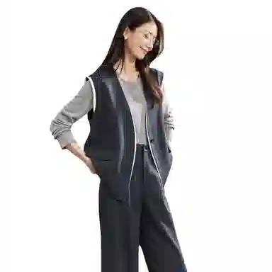 佐塞斯 高端品质轻奢老钱风马甲阔腿裤秋季时尚无袖外套裤套秋冬季休闲套装 女款