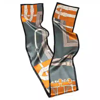 一米画纱 时尚百搭真丝双层喷绘飘带优雅气质长条领巾轻盈装饰 桑蚕丝 丝巾 女款