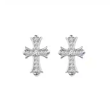 尚先生 十字架韩版潮牌高级复古风潮流十字花耳饰#好运 钛钢 耳钉 男女同款情侣款