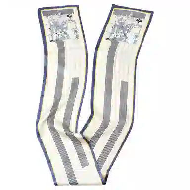 一米画纱 时尚百搭真丝双层喷绘飘带优雅气质长条领巾轻盈装饰 桑蚕丝 丝巾 女款