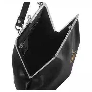 Vivienne Westwood Granny Frame Silver Hardware PU Wallet Tote Black Yellow