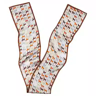 一米画纱 时尚百搭真丝双层喷绘飘带优雅气质长条领巾轻盈装饰 桑蚕丝 丝巾 女款