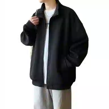 洋气先生 美式高街复古学院风少年感潮牌基础款纯色立领运动街头日常通勤法式慵懒风休闲百搭开衫拉链字母钢印满印外套卫衣 男女同款