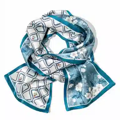 一米画纱 时尚百搭真丝双层喷绘飘带优雅气质长条领巾轻盈装饰 桑蚕丝 丝巾 女款