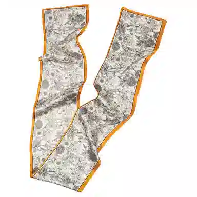 一米画纱 时尚百搭真丝双层喷绘飘带优雅气质长条领巾轻盈装饰 桑蚕丝 丝巾 女款