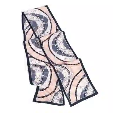 一米画纱 时尚百搭真丝双层喷绘飘带优雅气质长条领巾轻盈装饰 桑蚕丝 丝巾 女款