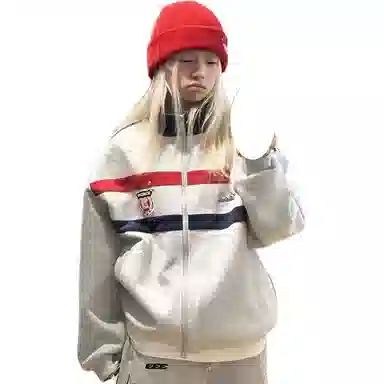 轻迎 美式复古时尚立领宽松休闲百搭运动卫衣 女款