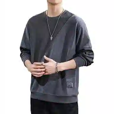 遨宇 美式复古休闲极简风潮流拼接百搭户外长袖上衣服卫衣 男款