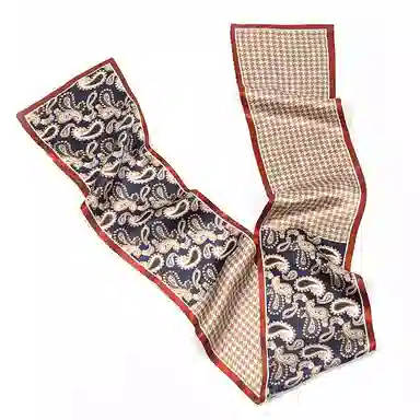 一米画纱 时尚百搭真丝双层喷绘飘带优雅气质长条领巾轻盈装饰 桑蚕丝 丝巾 女款