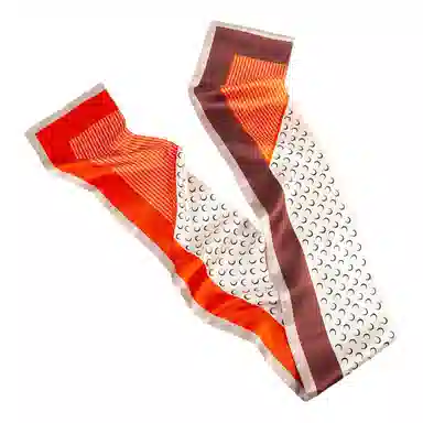 一米画纱 时尚百搭真丝双层喷绘飘带优雅气质长条领巾轻盈装饰 桑蚕丝 丝巾 女款