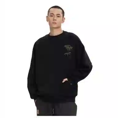 鬼洗 刺绣拼接秋冬赤焰唐狮潮套头卫衣 男款