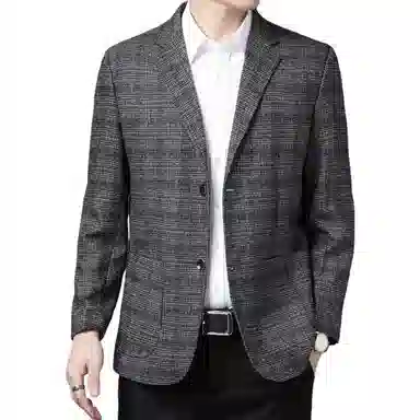 老爷车 男装春秋季时尚洋气商务绅士立体设计经典格子外套西装 男款