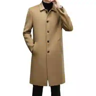 【dme】 双面呢羊毛大衣男长款过膝秋冬季翻领男青年无羊绒外套潮男装 男款