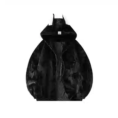 【dme】 潮流时尚情侣款仿兔毛保暖软糯加绒加厚棉衣外套男秋冬宽松百搭兔朵装饰舒适棉服 男女同款