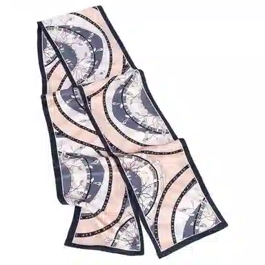 一米画纱 时尚百搭真丝双层喷绘飘带优雅气质长条领巾轻盈装饰 桑蚕丝 丝巾 女款