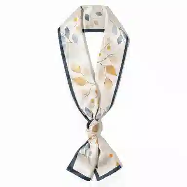 一米画纱 时尚百搭真丝双层喷绘飘带优雅气质长条领巾轻盈装饰 桑蚕丝 丝巾 女款