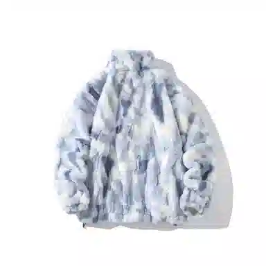 【dme】 潮流时尚大码港风渐变毛绒加厚内里棉衣外套男冬季宽松情侣休闲百搭加绒立领棉服 男女同款