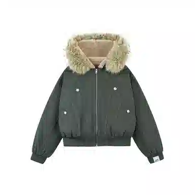 【dme】 潮牌美式复古座山雕毛领宽松连帽加厚外套男保暖设计感棉衣秋季时尚情侣中性休闲棉服 男女同款