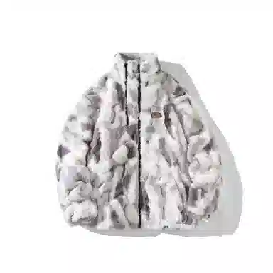 【dme】 潮流时尚大码港风渐变毛绒加厚内里棉衣外套男冬季宽松情侣休闲百搭加绒立领棉服 男女同款