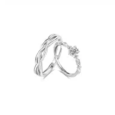 【纯银999】 凤祥囍事 老凤祥 经典百搭小众设计简约时尚星河灿烂爱意满满学生日常轻奢甜蜜高级感开口可调节 锆石 戒指 男女同款情侣款