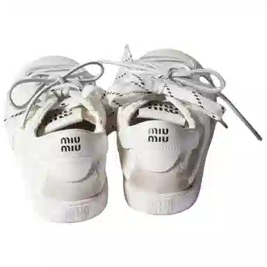 Miu Miu Ruches Leather Sneakers White