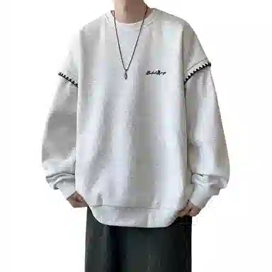 【美式高街学院风复古潮流撞色绣花边】布客行 别针款可拆卸铜标落肩宽松简约通勤运动舒适休闲百搭套头长袖卫衣 男女同款