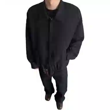 悍戈 美式复古潮流短款哈灵顿春秋外套 粗斜纹肌理感水墨画内衬 宽松百搭垂感透气夹克 男女同款