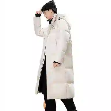 【王一博代言】鸭鸭 石墨烯蓄热保暖冰壳系列中系风百搭运动户外通勤校园减龄加厚抗寒保暖连帽长款纯色白鸭绒大被子款羽绒服 男女同款