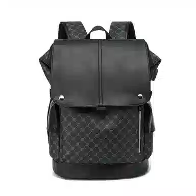 老人头 潮流时尚大容量短途旅游出差休闲背包通勤包电脑包大学生高中生上课书包 合成革 双肩包 常规 男款 皮膜军绿/花纹黑