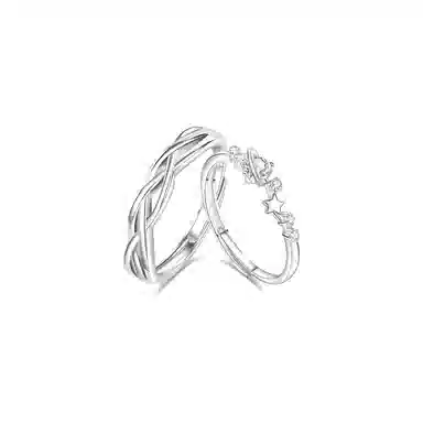 【纯银999】 凤祥囍事 老凤祥 经典百搭小众设计简约时尚闪耀星球爱意满满学生日常轻奢甜蜜高级感开口可调节 足银 戒指 男女同款情侣款