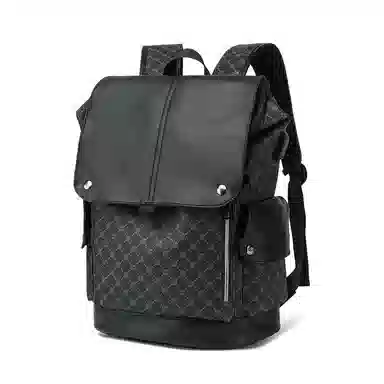 老人头 潮流时尚大容量短途旅游出差休闲背包通勤包电脑包大学生高中生上课书包 合成革 双肩包 常规 男款 皮膜军绿/花纹黑