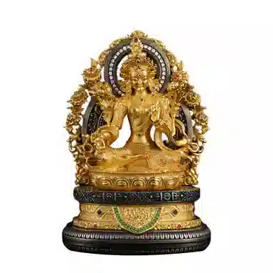【藏传臻品】 喜三福 匠心精铸大尺寸白度母铜雕铜像 古法藏式办公室玄关供奉佛像 艺术收藏级文玩纳福招财 #好运 铜 摆件 男女同款情侣款
