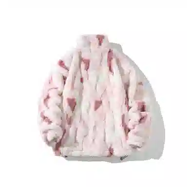 【dme】 潮流时尚大码港风渐变毛绒加厚内里棉衣外套男冬季宽松情侣休闲百搭加绒立领棉服 男女同款