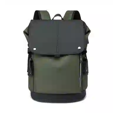 老人头 潮流时尚大容量短途旅游出差休闲背包通勤包电脑包大学生高中生上课书包 合成革 双肩包 常规 男款 皮膜军绿/花纹黑