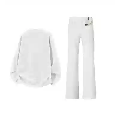 【可两穿卫裤免搭配一套】布客行 显高显瘦美式高街慵懒垂感老钱风弯刀直筒微喇拉链华棉重磅圆领卫衣长裤舒适百搭休闲运动套装 男女同款