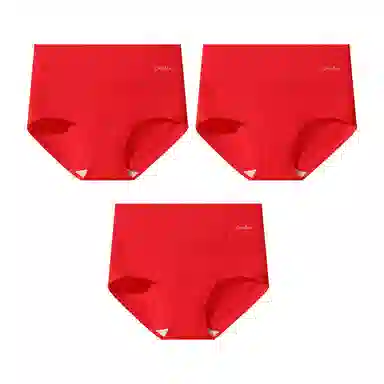 欧迪芬 【本命年喜庆】甄选精梳棉吸湿透气亲肤柔软抑菌裆高弹无痕中腰三角内裤 女款