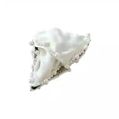 蒙妮 赫本风手工钉珠贝壳三角抓夹 树脂 布艺 发夹 女款