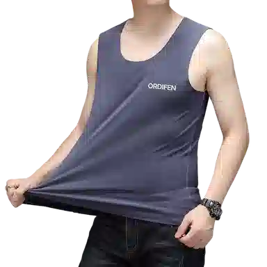 欧迪芬 日系纯色轻量简约德绒柔软高弹加热无痕打底保暖秋衣背心 男女同款