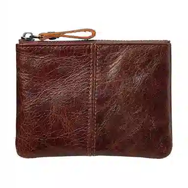 掐尖 复古硬币散钱收纳包真皮车钥匙银行卡片证件包 牛皮 零钱包 男女同款情侣款 咖啡色/棕色