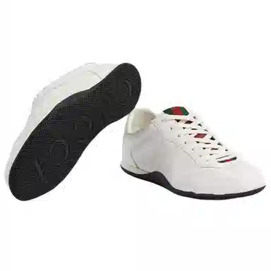 GUCCI Shift Lace-Up Low Sneakers White