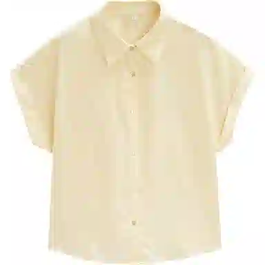 爱依服 简约纯色通勤短袖衬衫 女款