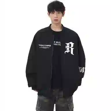 TONYKRZ Gothic Letter Print Bomber Jacket