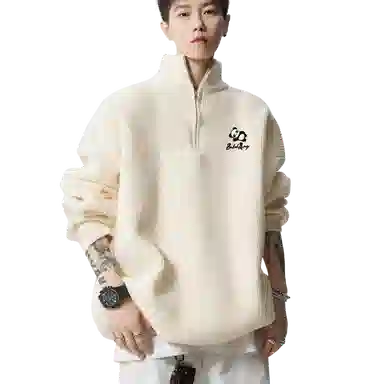 布客行 立领慵懒美式高街纯色打底保暖落肩长袖宽松休闲百搭针织衫 男女同款