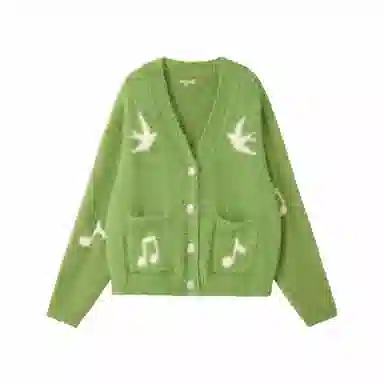 LOVE ME LATER Faux Mink Jacquard Cardigan