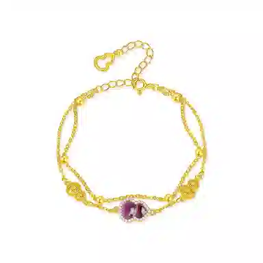 【S925纯银 福气满满】 七七银饰   新中式国潮招财纳福 转运上岸 平安喜乐 轻奢温婉淑女风 简约百搭显白 福禄双全天然 紫水晶 手链 女款